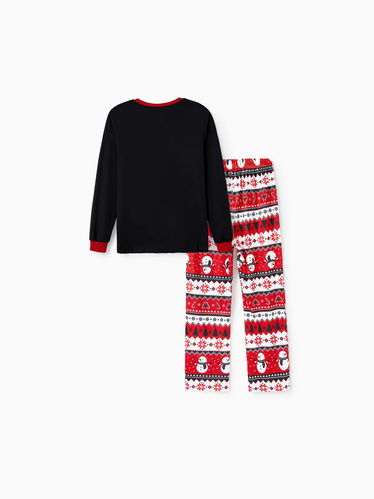 Høst- og vintertrykte hjemmeklær pyjamassett julehatt foreldre- og barneklær_voghion.com
