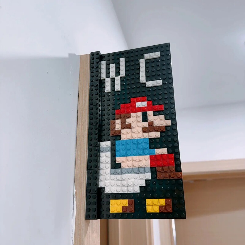Funny Creative Double-sided DIY Assembled Building Blocks Door Number Toilet Logo Super Mario Induction Question Mark Lamp