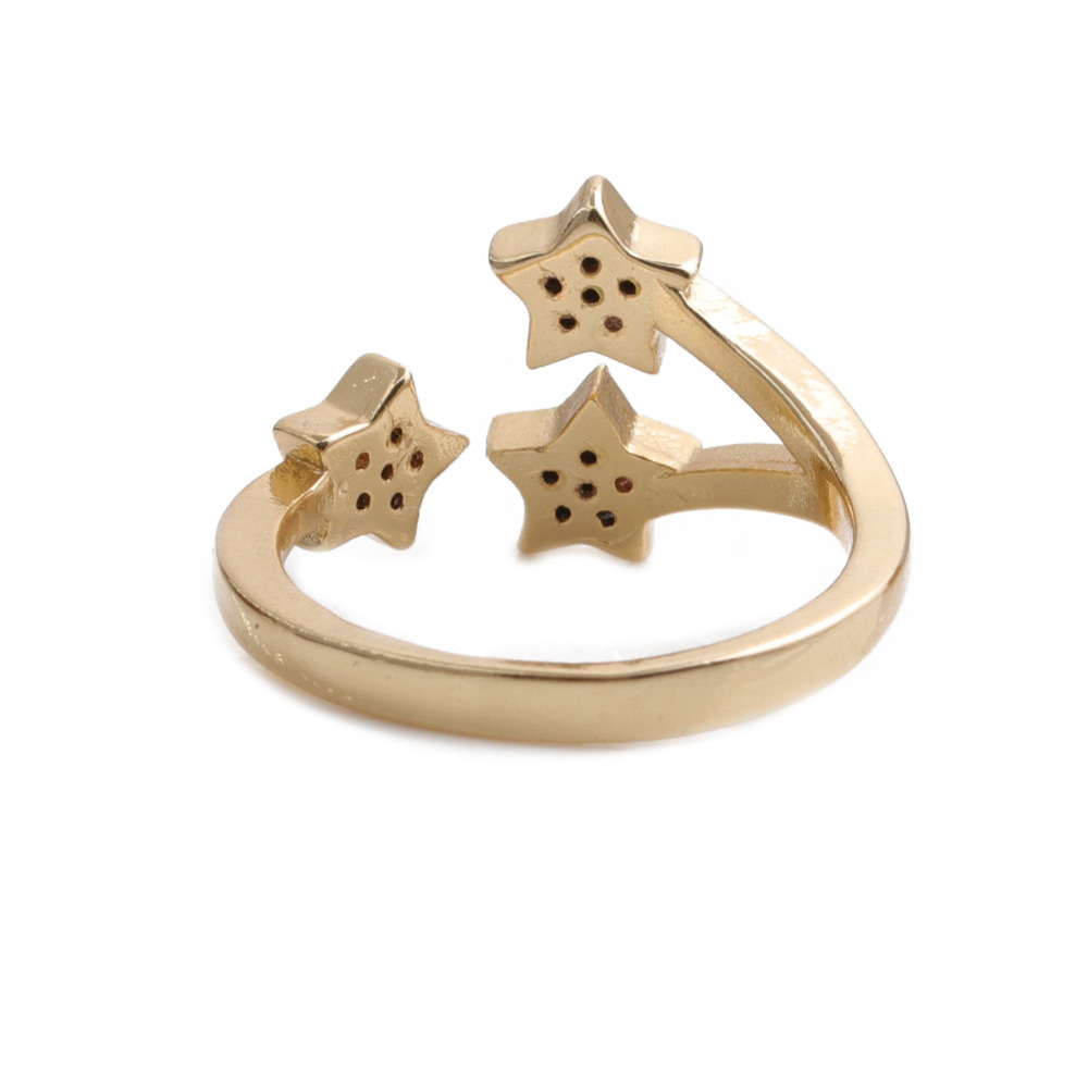 Simple Opening Copper Micro-inlaid Zircon Stars Ring display picture 3