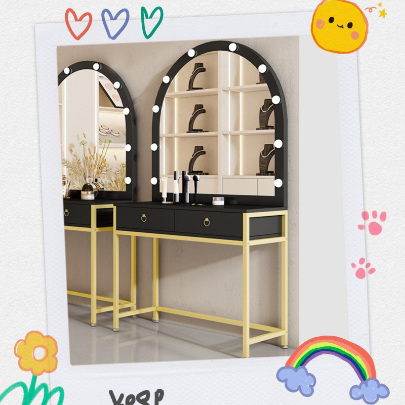 블랙과 골드+80*40*160+곡면 거울+조명