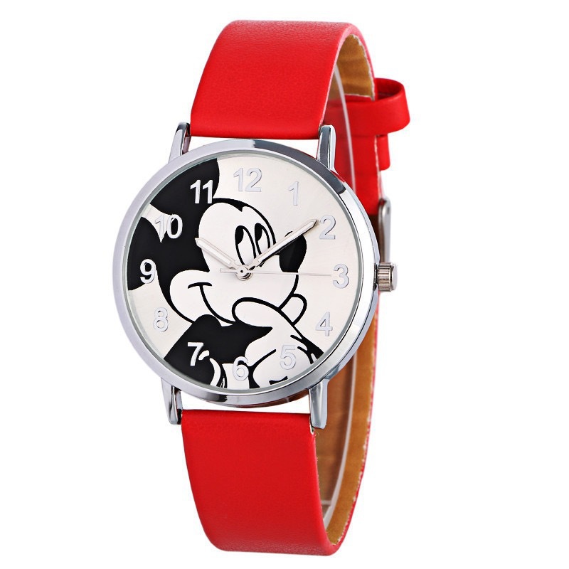 Wish transfronterizo al por mayor lindo ratón dibujos animados reloj para niños ratón cinturón de PU moda reloj de cuarzo en nombre de las mujeres