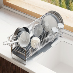 304 stainless steel drain rack kitchen bowl shelf sink side bowl dishware storage rack no installation countertop display rack
