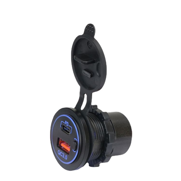 Cross-border hot selling automobile, motorcycle and ship modified car charger PD+QC3.0 fast charging TPYE-C modified charger