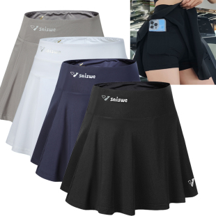 Women's Sports Short Skirt Quick-Drying Breathable Badminton Tennis Pants Skirt Yoga Fitness Running Marathon Half-Length Pleated Skirt