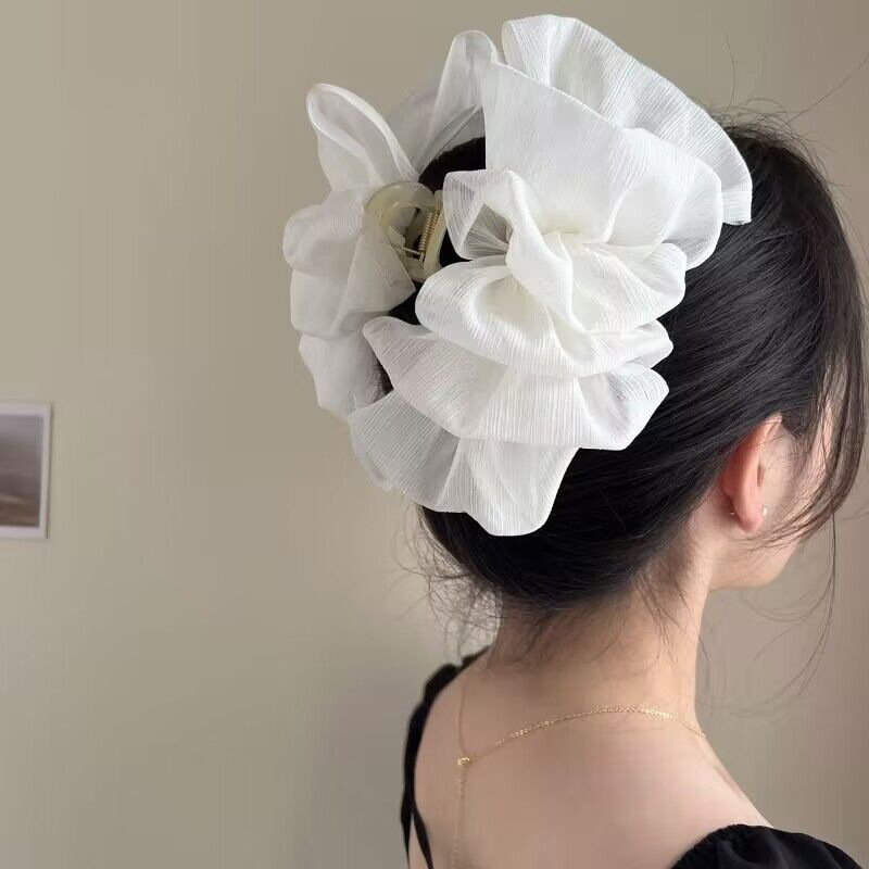女性用レトロサテンリボンクリップ、ハイエンド、エレガント、ローポニーテールクリップ、後頭部クリップ、ヘアピン|undefined