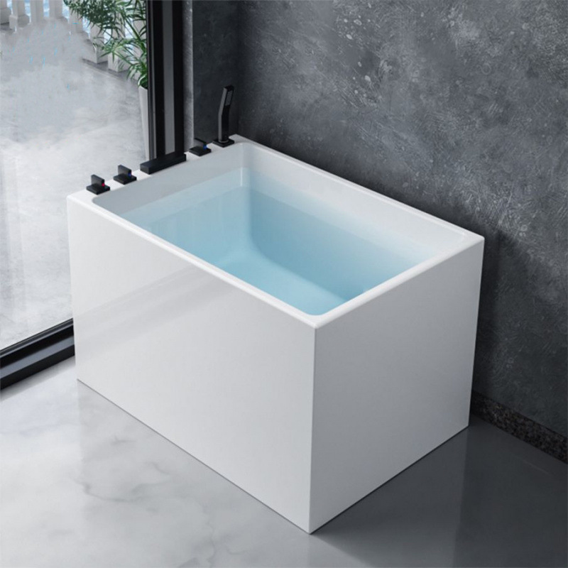Acrylic Household Small-Sized Japanese-Style Deep Soaking Mini Square Bathtub, Deepened Seamless Freestanding Sitting Bath Tub
