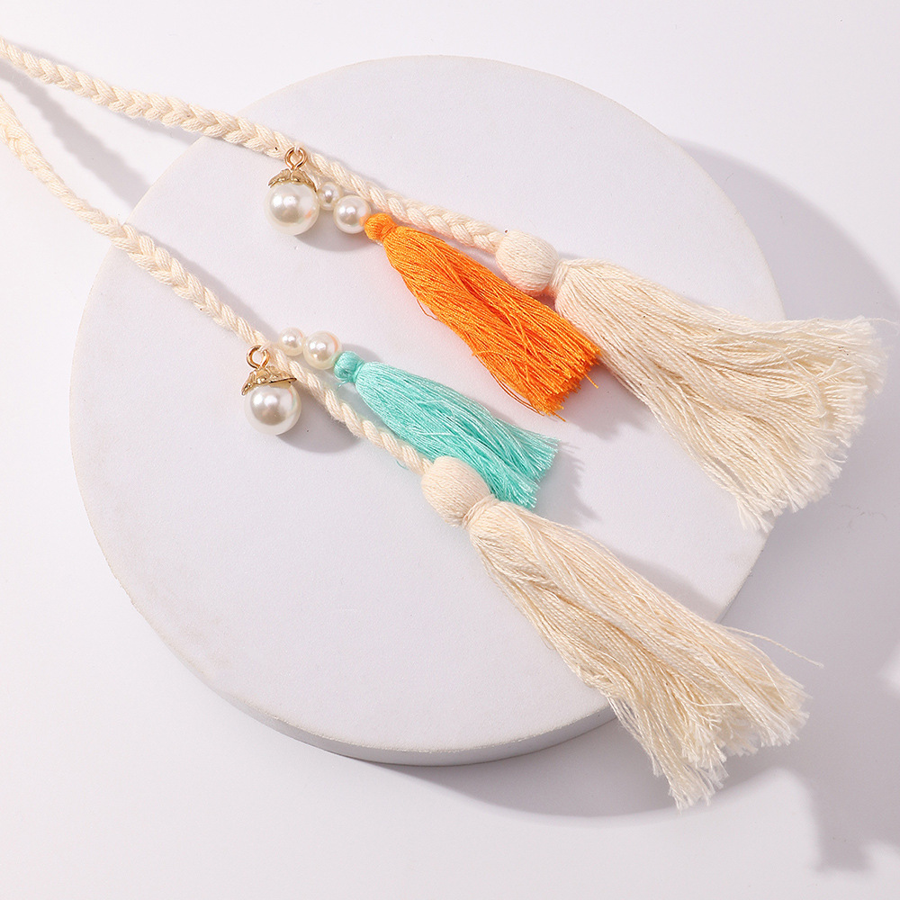 Tassel Braided Gold Silk Cotton Casual Waist Rope Wholesale Jewelry Nihaojewelry display picture 6