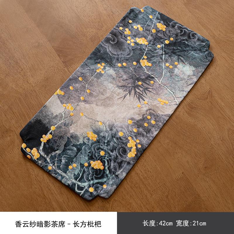 Nube hilo Begonia loquat estera de té nuevo chino Zen vintage corredor de mesa de té de tela estera de aislamiento bandeja de té ceremonia del té Accesorios