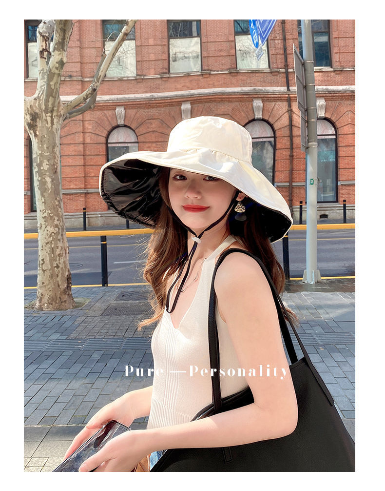 Summer UV resistant women s black rubber new versatile sunscreen western style face covering fisherman travel sun_voghion.com