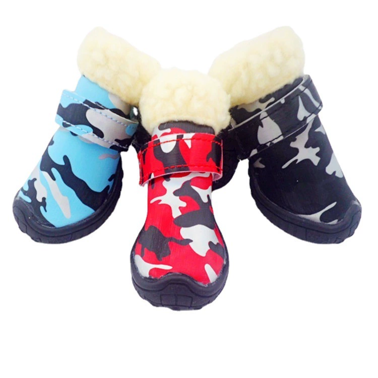 Водонепроницаемая Обувь для собак на флисовой подкладке, осенне-зимние теплые утолщенные ботинки для кошек и собак на флисовой подкладке, для маленьких и средних собак, устойчивые к снегу, с защитой от падения
