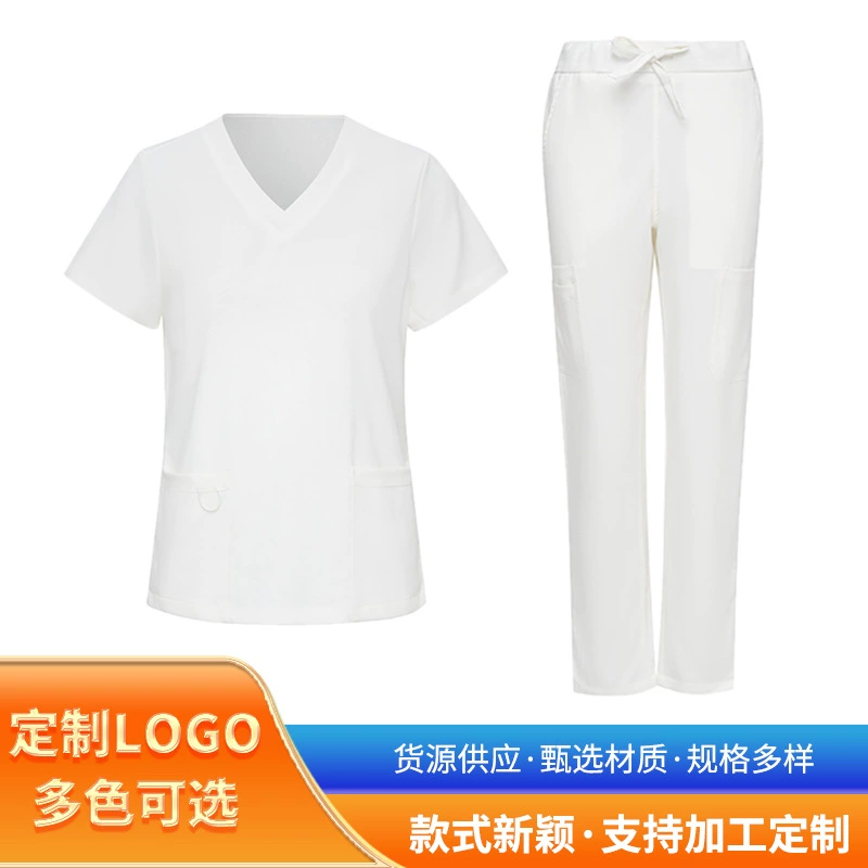 Трансграничные белые умывальники мужские и женские с коротким рукавом больницы хирургическая комната с разделением vi-образным вырезом рабочая одежда карманный костюм медсестры