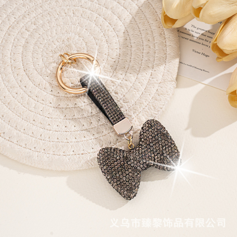 韩版网红可爱高档水钻蝴蝶结钥匙扣创意镶钻大圆扣个性女士包挂件|undefined