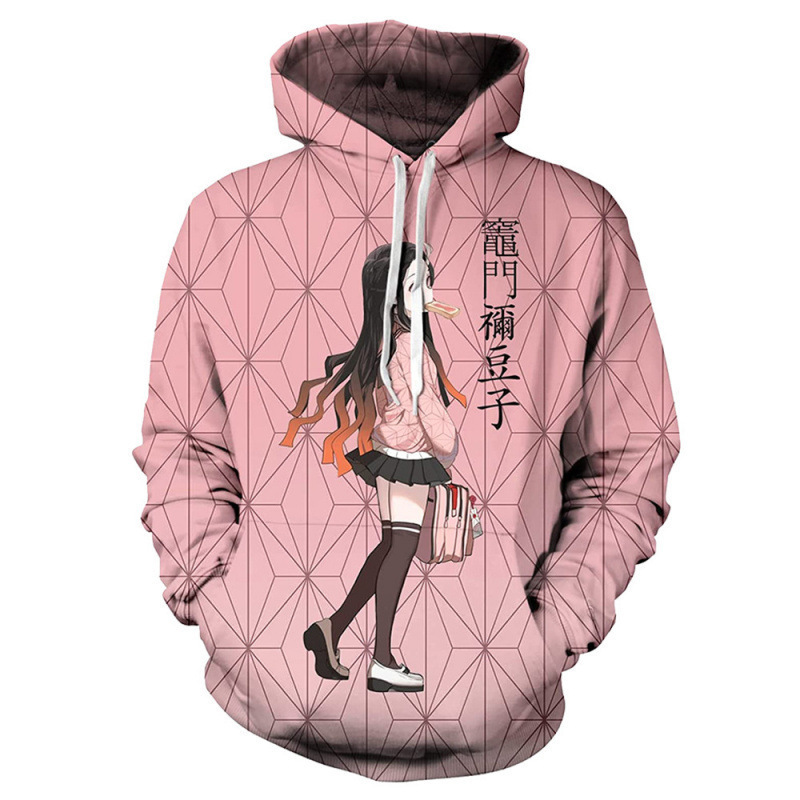 跨境现货日漫鬼灭之刃3d印花卫衣男士欧美带帽宽松版套头3D数码|undefined