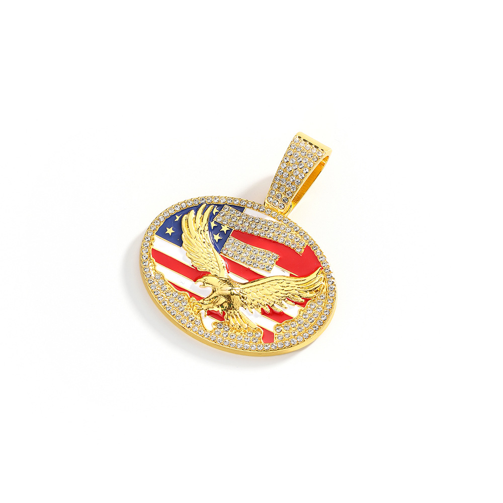 Europa y Estados Unidos de los Estados Unidos de la Independencia de los Estados Unidos aleación colgante de cadena cubana, colgante de bandera de Estados Unidos, colgante de joyería de águila para hombres