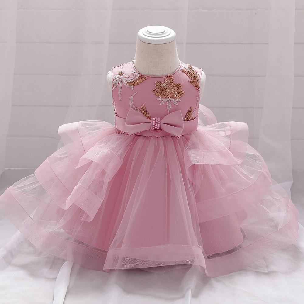 Nueva industria pesada bordada esquinilla sin mangas niñas princesa esquinilla arco red esquinilla vestido de fotografía