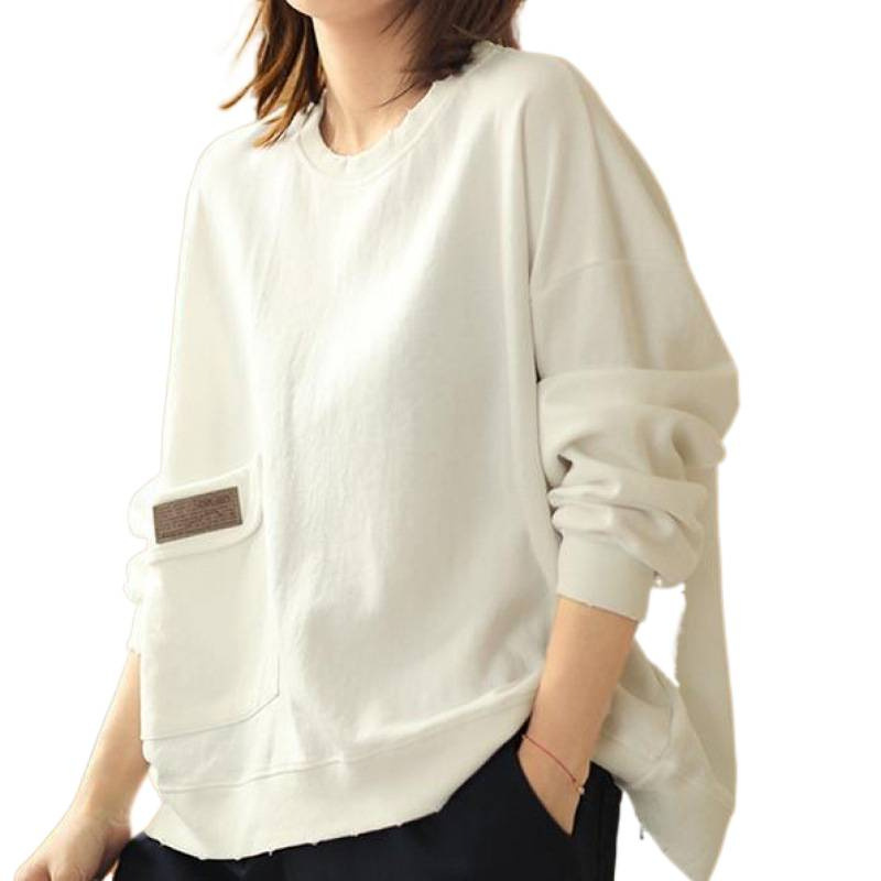春季新款棉卫衣女韩版休闲宽松圆领百搭大码长袖打底上衣|undefined