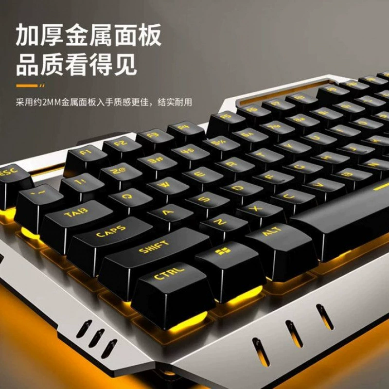 Mechanical metal keyboard, mouse, headphones, set, gaming laptop for office