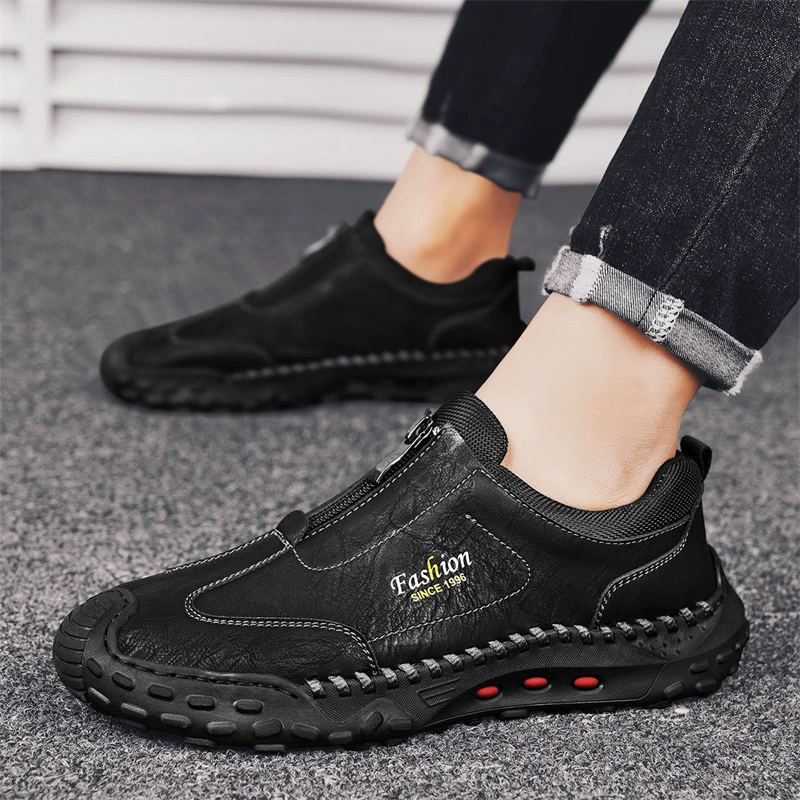 Мужские лоферы из натуральной кожи, английский casual, безшнуровые со строчкой, размеры 38–48