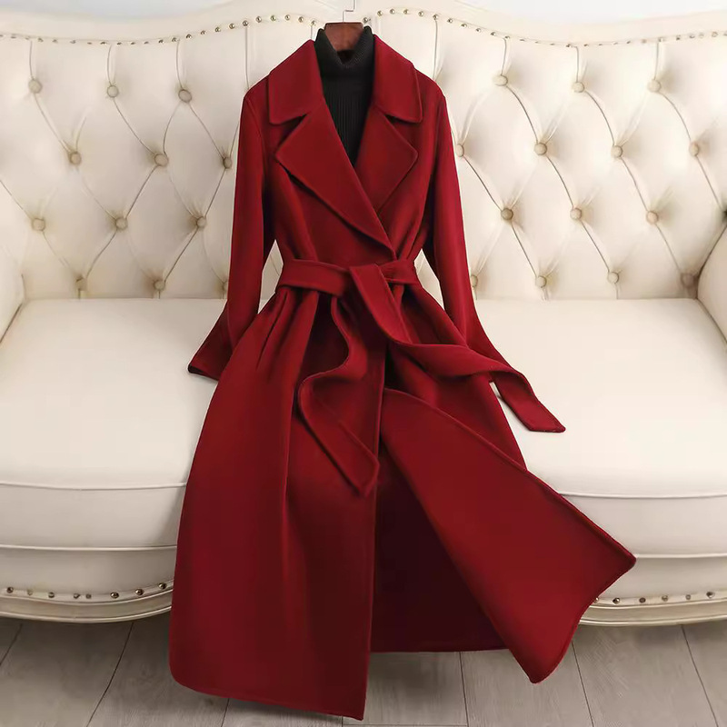 Autumn and Winter Double-Sided Wool Coat for Women, Long Style, 2026 New Model, Over-The-Knee, High-End Feel, Autumn and Winter Elegant Korean Style Woolen Outerwear