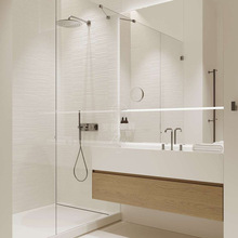 栅格条纹奶白色卫生间瓷砖搭配方案厕所墙砖壁纸花砖浴室防滑地砖