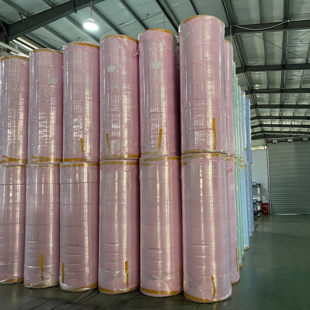 竹纤维无纺布波浪纹印花染色无纺布白色超纤维水刺无纺布全涤原料