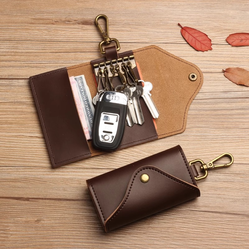 Key Bag Men's Retro Multi-Functional Waist Hanging Large-Capacity Keychain Car Key Bag Women's Door Card Bag