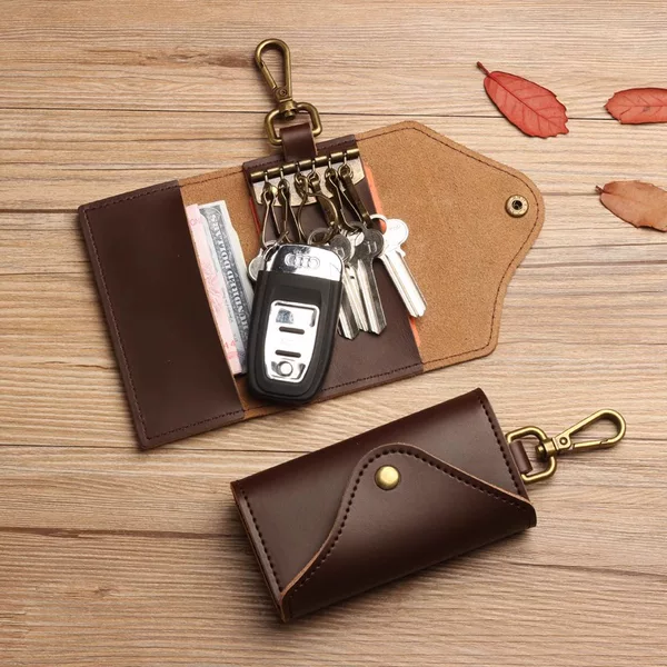Key Bag Men's Retro Multi-Functional Waist Hanging Large-Capacity Keychain Car Key Bag Women's Door Card Bag