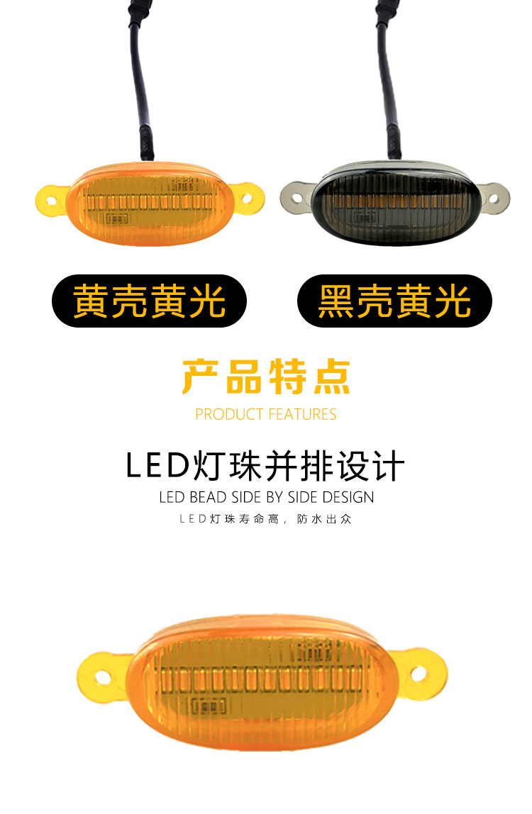 Cross-Border Car Grille High-Brightness Center Grille Small Yellow Light Decorative Width Indicator Auxiliary Small Yellow Light Modified Center Grille Daytime Running Light