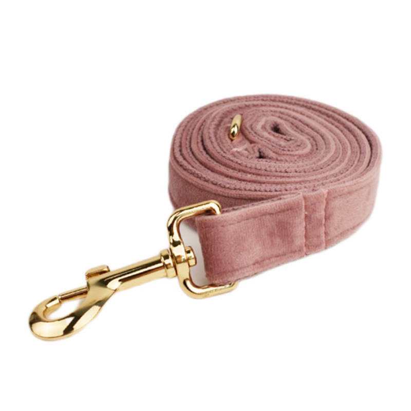 Coleira peitoral de veludo rosa claro para cães, acessórios para animais de estimação_voghion.com