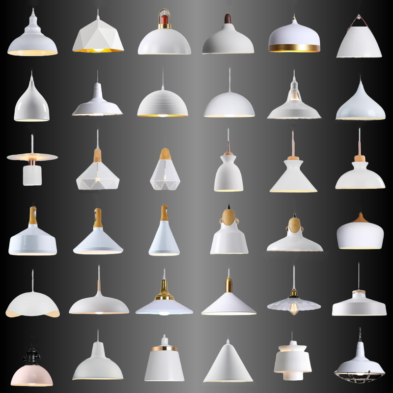 White Scandinavian Chandelier Creative Stylish Single Head Simple Modern Led Catering Bar Dining Room Iron Pot Lid Lampshade