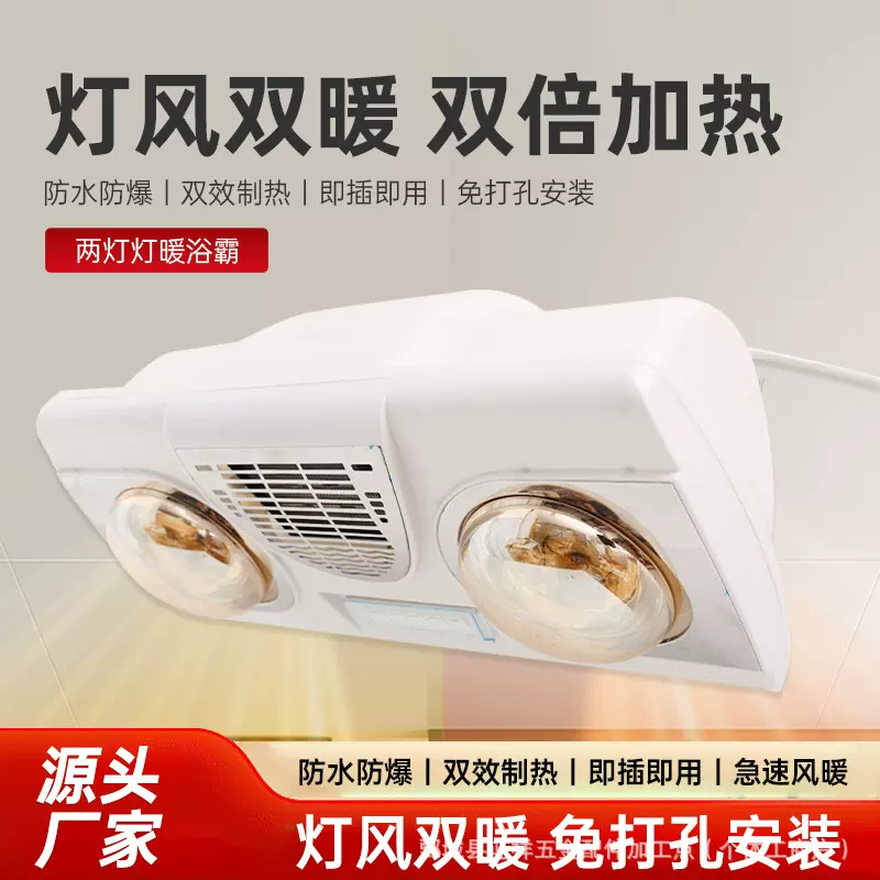 壁挂式灯暖浴霸卫生间浴室灯暖二灯泡取暖灯浴室挂墙暖风机