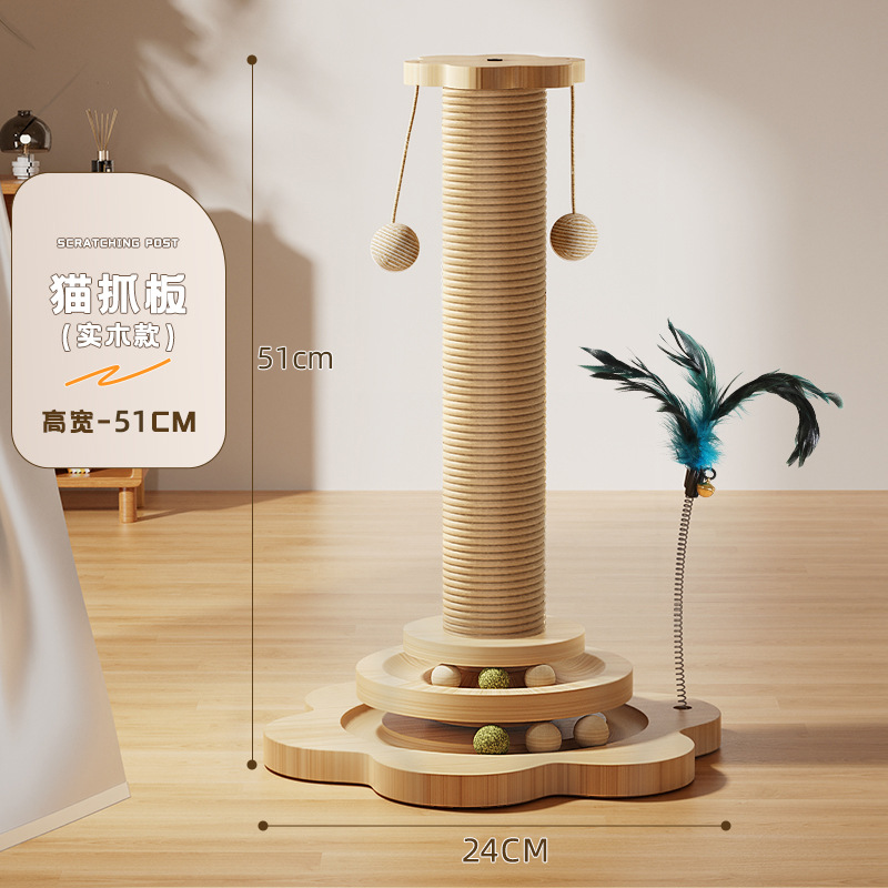 La tabla de rasguño para gatos es resistente al desgaste y no se cae. Columna de garra de gato de sisal Juguete para gatito Palo divertido para gatos