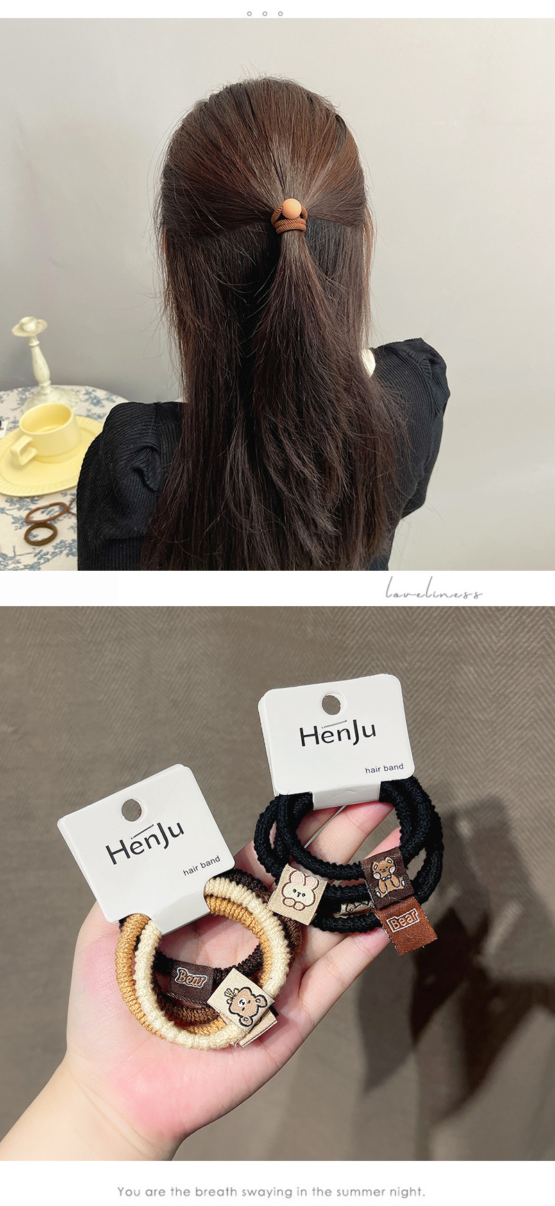 Fashion Rabbit Cloth Pleated Hair Tie 1 Set display picture 1