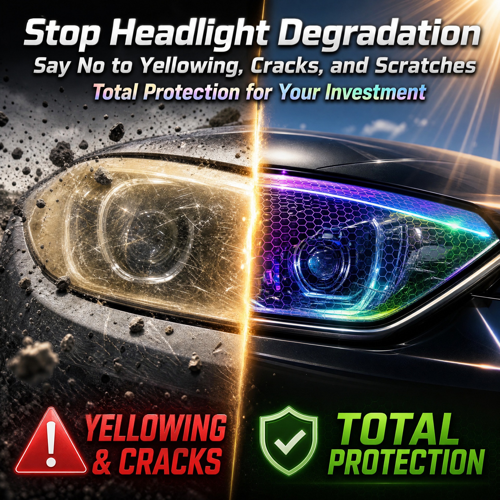 Car headlight film, PVC headlight film, honeycomb laser carbon fiber film, TPH taillight film, available in black, white, yellow, and gray