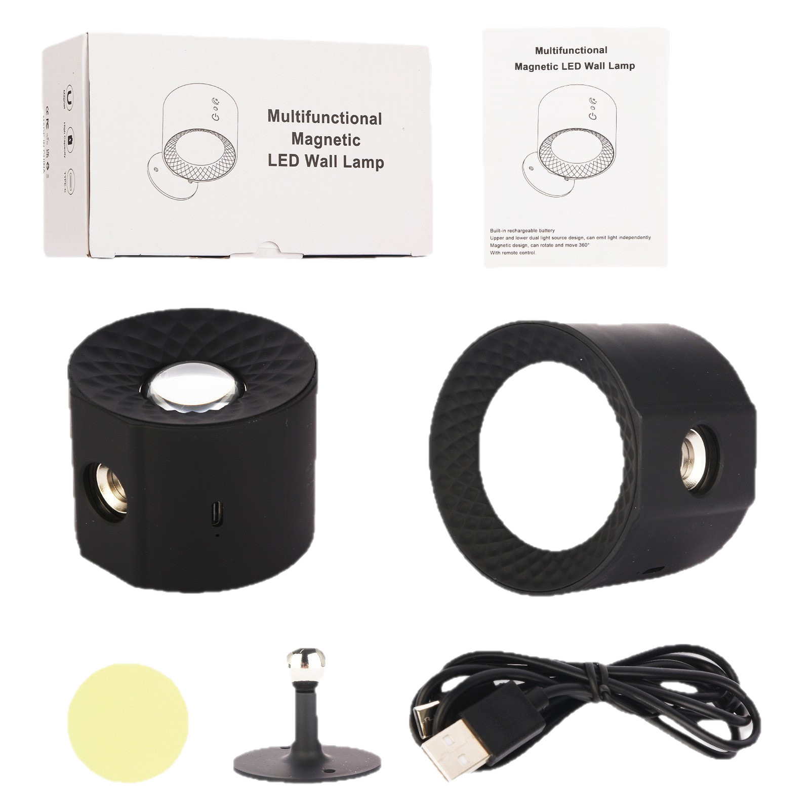 Luz de pared de absorción creativa transfronteriza USB recargable temperatura de tres colores atenuable luz de pared RGB control remoto luz de noche