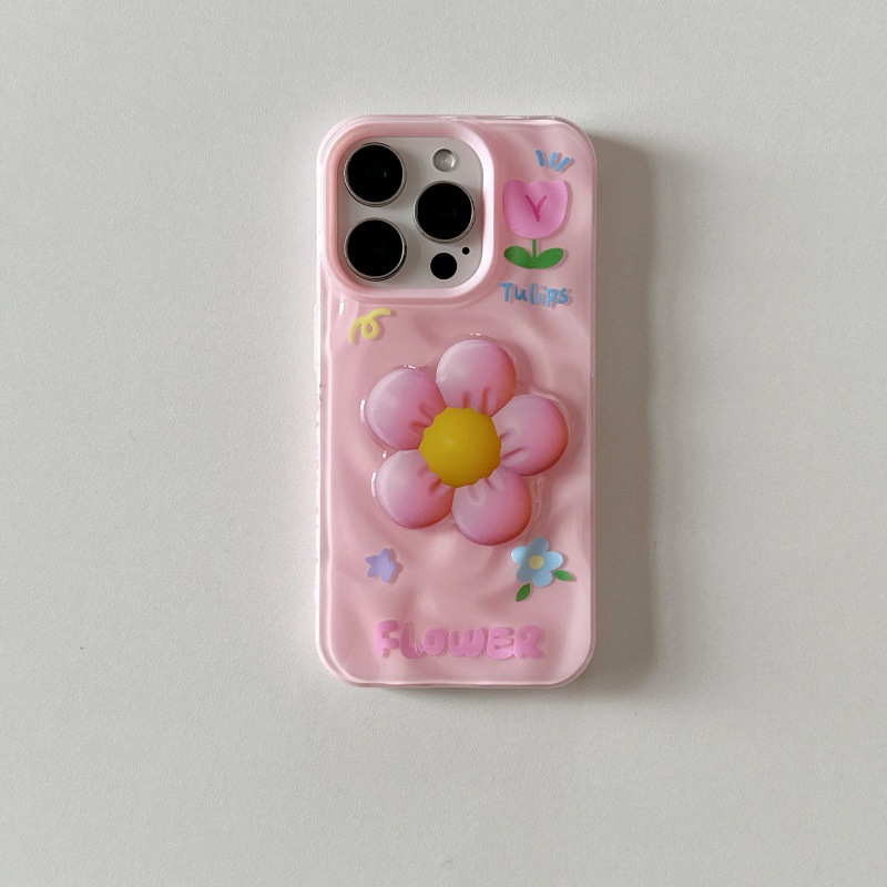 Nuevas flores tridimensionales plisadas ins para iPhone16ProMax Apple 14/15 funda para teléfono móvil 13 mujeres 15PM