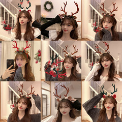 新款聖誕發箍鹿角雪花冬季頭飾女式秋冬可愛拍照道具髮飾飾品批發