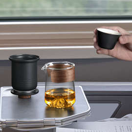 玻璃旅行茶具便携式快客杯个人随身包套装户外功夫茶杯泡茶壶