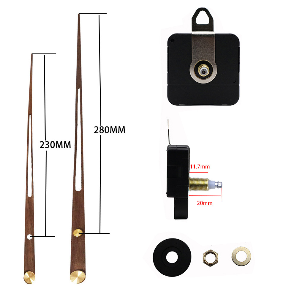 Amazon cross -border DIY watch accessories multiple long -axis large torque movements with black walnut solid wood clock points
