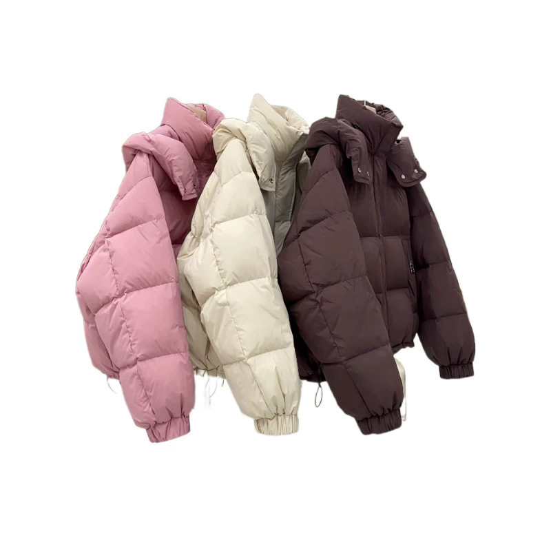 Short winter down jacket with down with hood, plus size