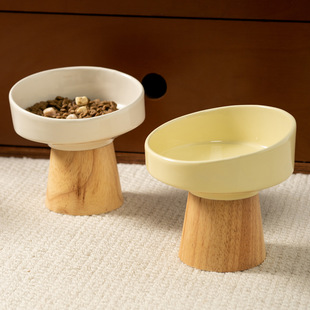 Slanted Cat Bowl, Ceramic Slanted Edge Bowl, Cat and Dog Bowl, Grain Bowl, Food Bowl, Drinking Bowl, Simple Anti-Knock Over, High and Short Leg Neck Protector