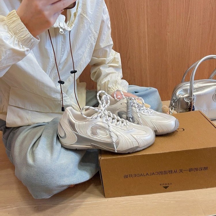 德训鞋女2025新款透气学院风休闲鞋复古平底阿甘鞋赛车棒球运动鞋|undefined