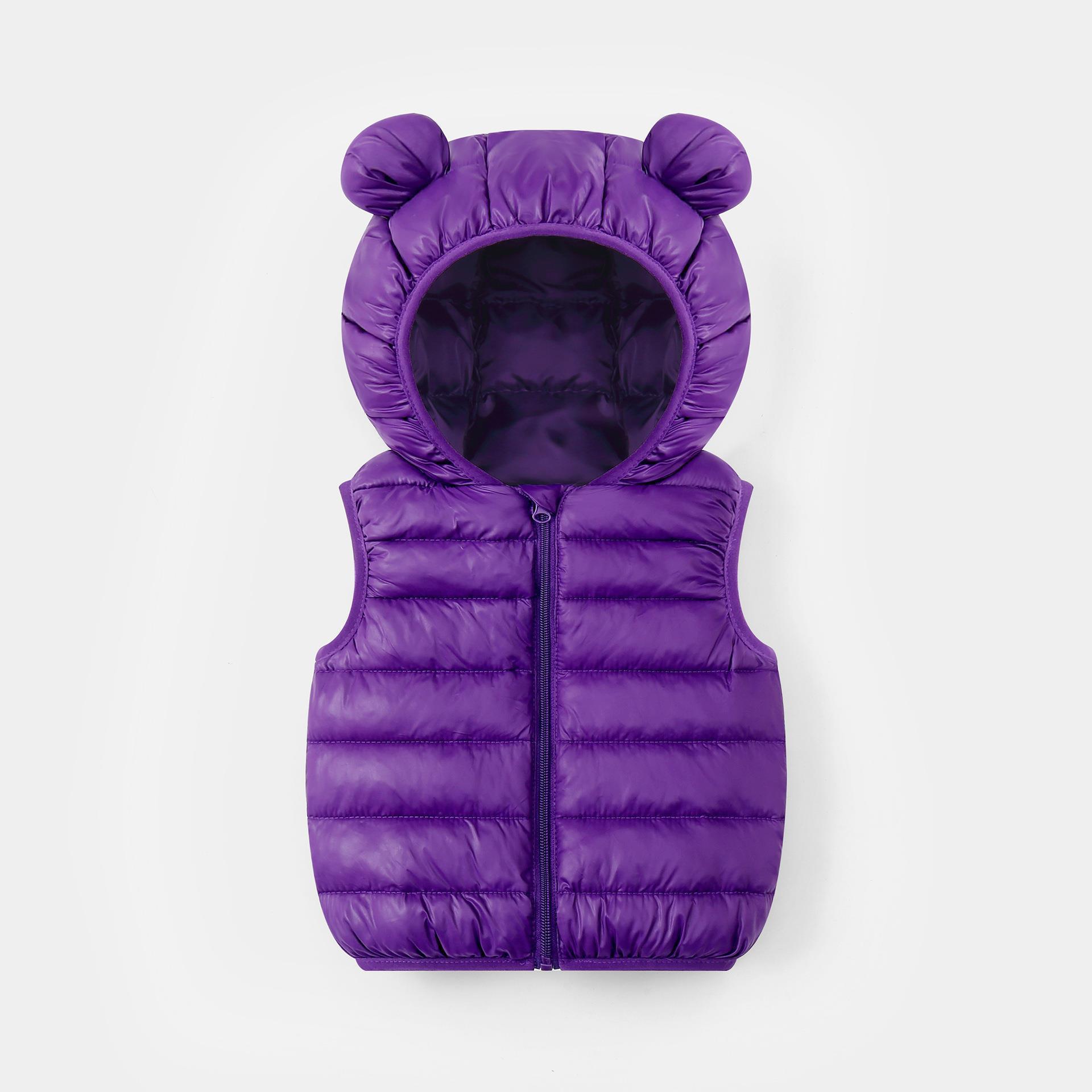 Chaleco de algodón con capuchón de color sólido chaleco de algodón de pluma para niños y niñas lindos y delgados hombros primavera y otoño caliente dentro y fuera