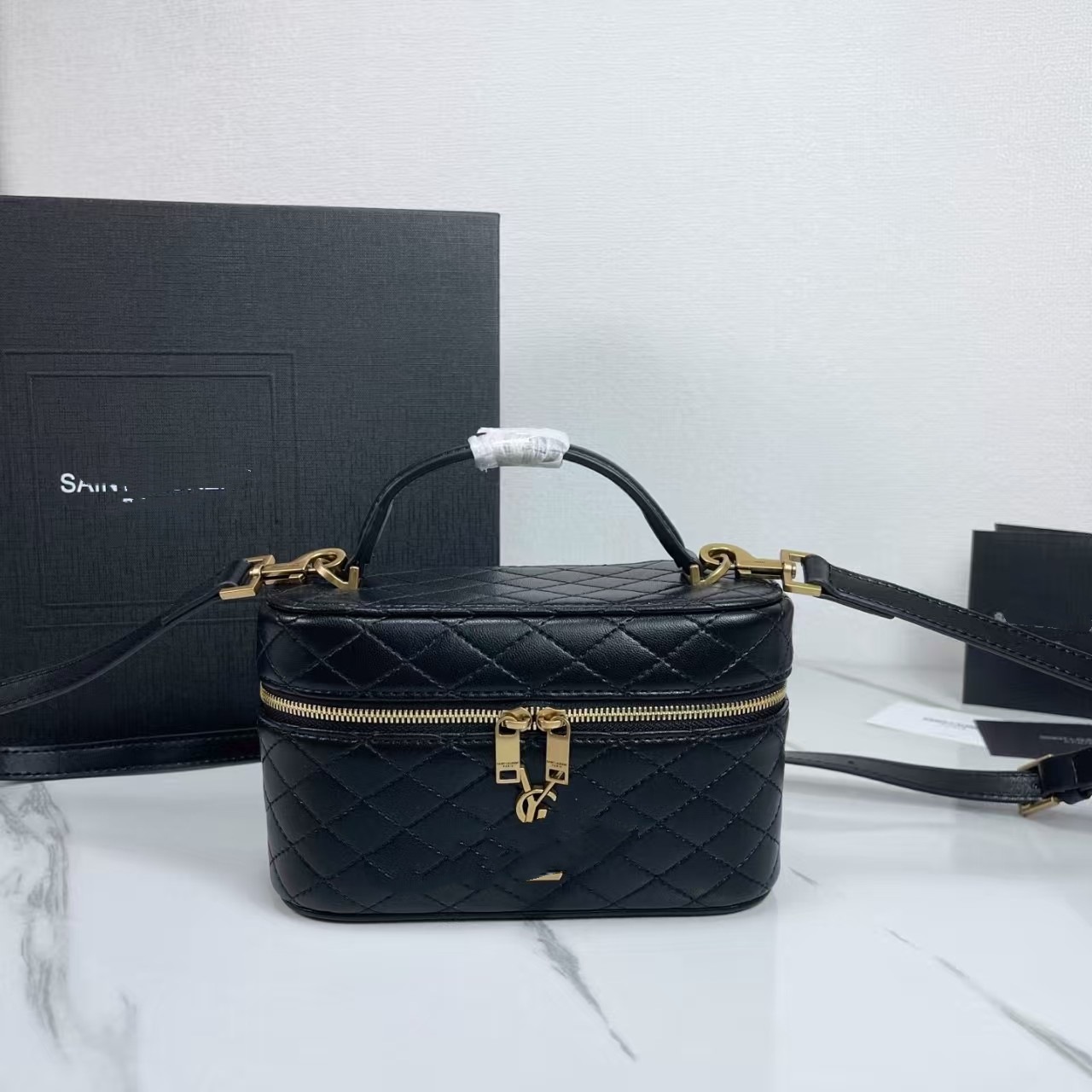 YS cross-border vanity bag, portable makeup bag, women's bag, fashionable European and American style, solid color crossbody bag for women
