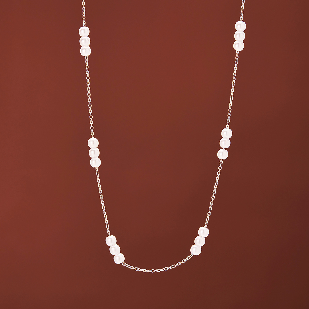 Wenjian estilo Coreano simple elegante de moda dulce En Línea Rojo joyería moda collar perlas las mujeres acero titanio artístico clavícula cadena