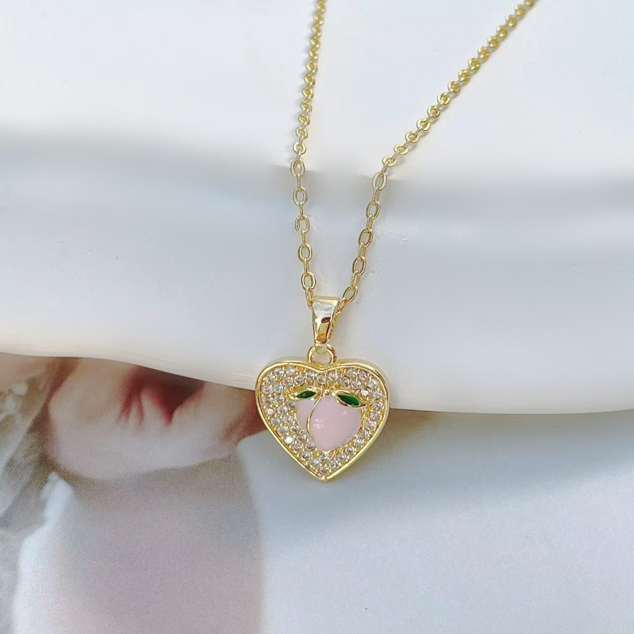 INS Style envelope Heart Shape Copper Gold Plated Plating Inlaid Shell Shell Pendant Necklace