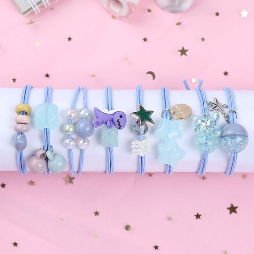 8-Piece Set Storage Bag for Hair Ties, Cute Princess Style, Hair-Friendly Small Elastics, Super Ethereal Hairbands, Women's Korean Version, Simple Hairbands