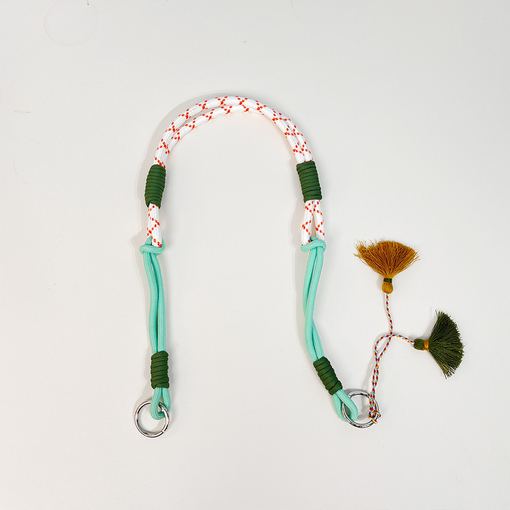 White orange rope-green shoulder strap