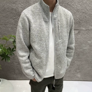 lulu26秋款立领复古秋冬保暖上衣拼接情侣开衫抓绒夹克外套