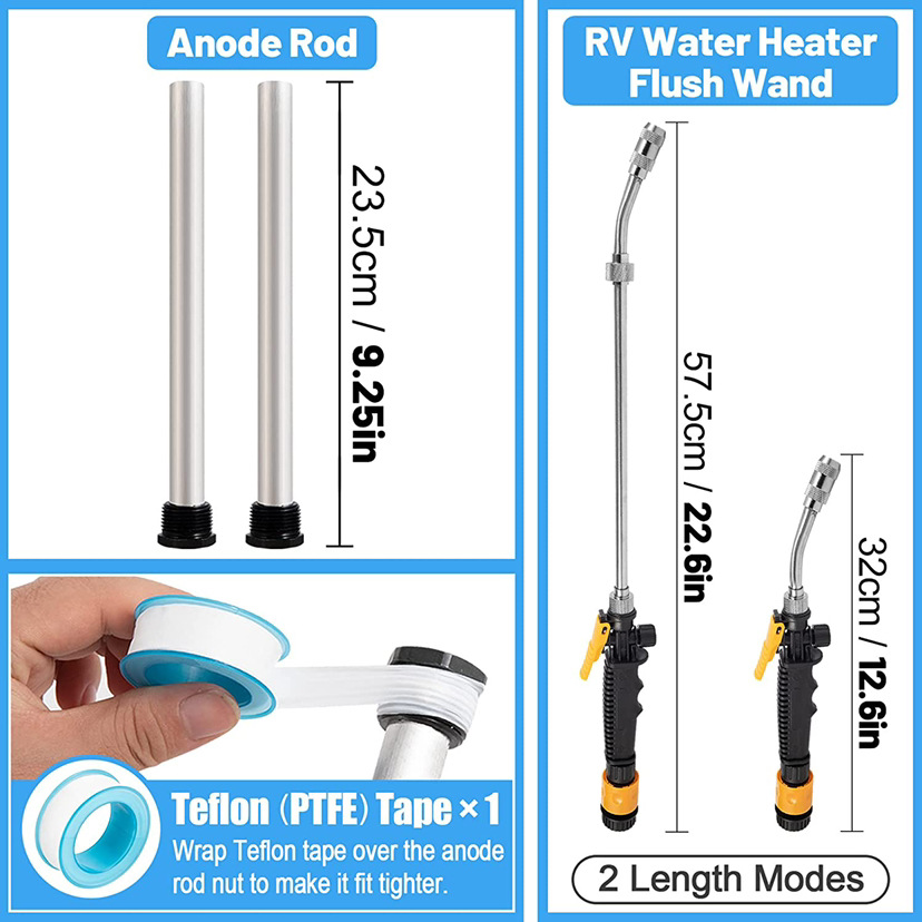 跨境亚马逊房车镁棒3/4NPT美规配件加热器水箱镁棒水枪套装阳极棒